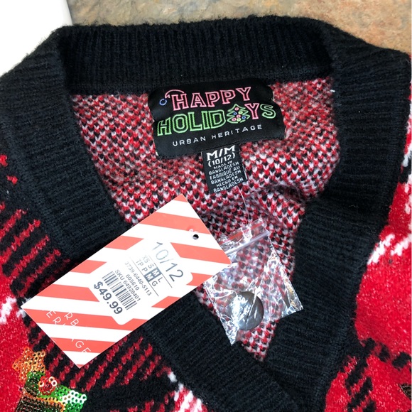 New! Urban Heritage cropped sequinned ugly Christmas sweater, medium - Picture 6 of 8